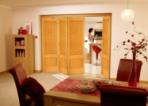 Roomfold Iris 2 Panel Oak Internal Folding Sliding Doors